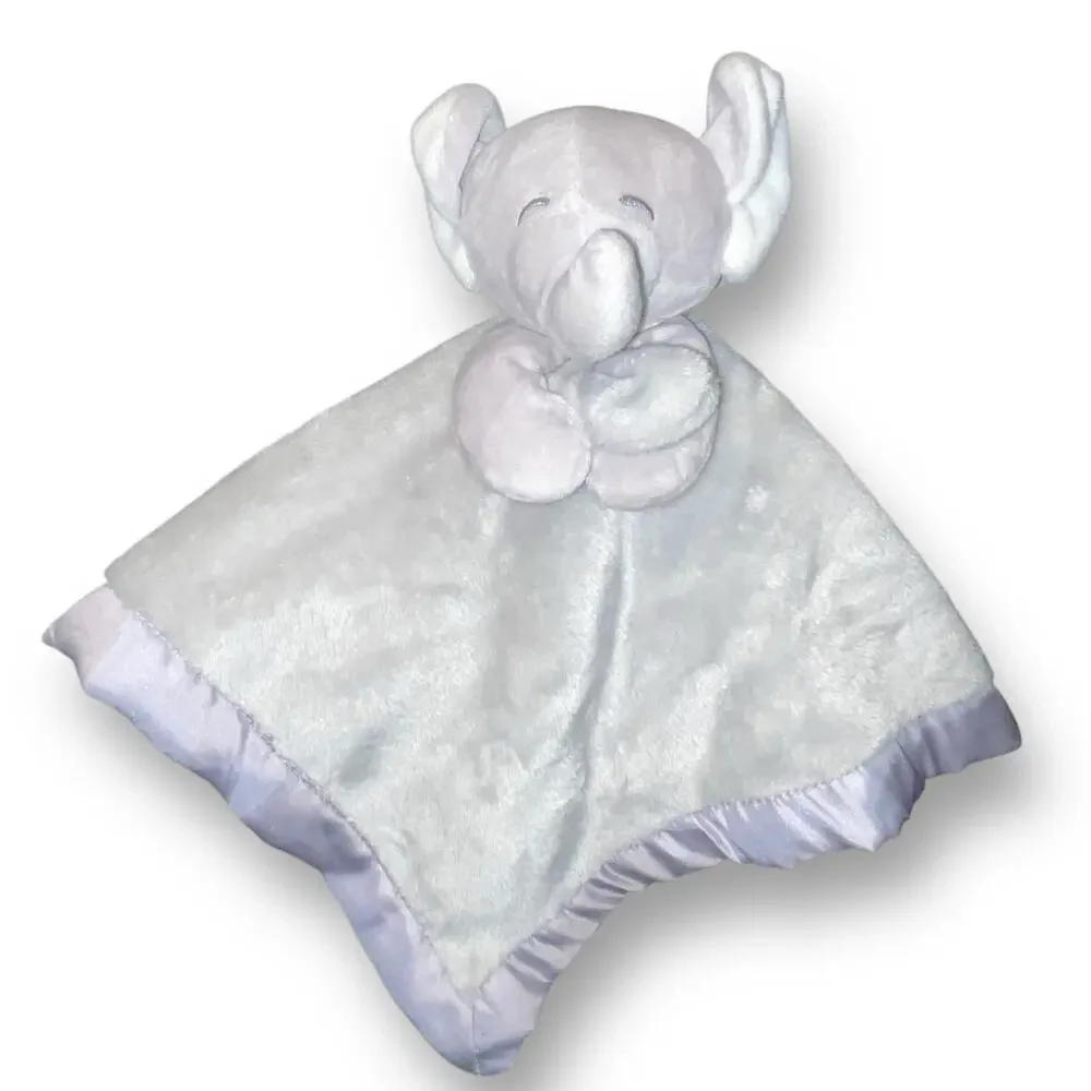 Carters Elephant Lovey Security Blanket Baby Safe Stitched Eyes Gray Nursery 14